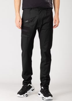 Черные брюки Les Hommes с карманом на молнии, фото